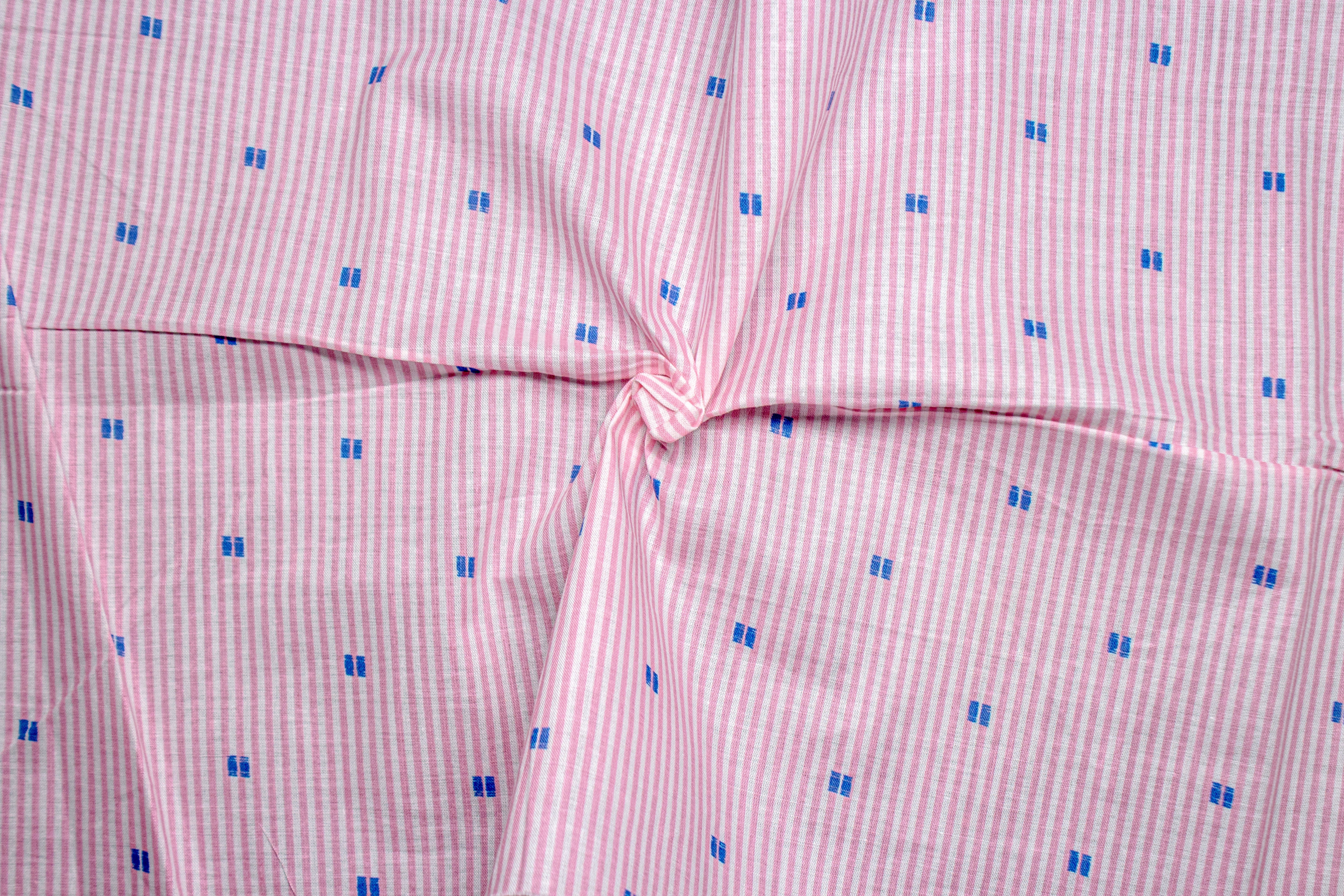 Pink & White Geometric Poplin Print Stripe Cotton Fabric