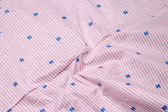 Pink & White Geometric Poplin Print Stripe Cotton Fabric