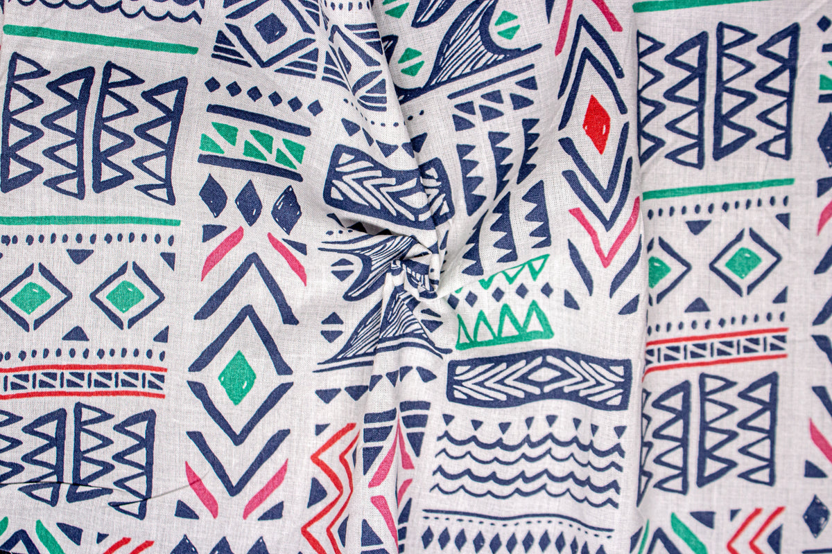 Multicolour Aztec Cambric Print Cotton Fabric