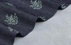 Indigo Cotton Silky Denim Floral Print