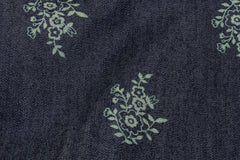 Indigo Silky Denim Floral Print Cotton Fabric