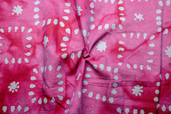 Rani Pink Voile Batik on Check Paisley Print Cotton Fabric