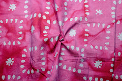 Rani Pink Voile Batik on Check Paisley Print Cotton Fabric