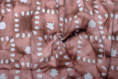 Brown Voile on Stripe Batik Floral Print Cotton Fabric