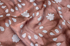 Brown Voile on Stripe Batik Floral Print Cotton Fabric