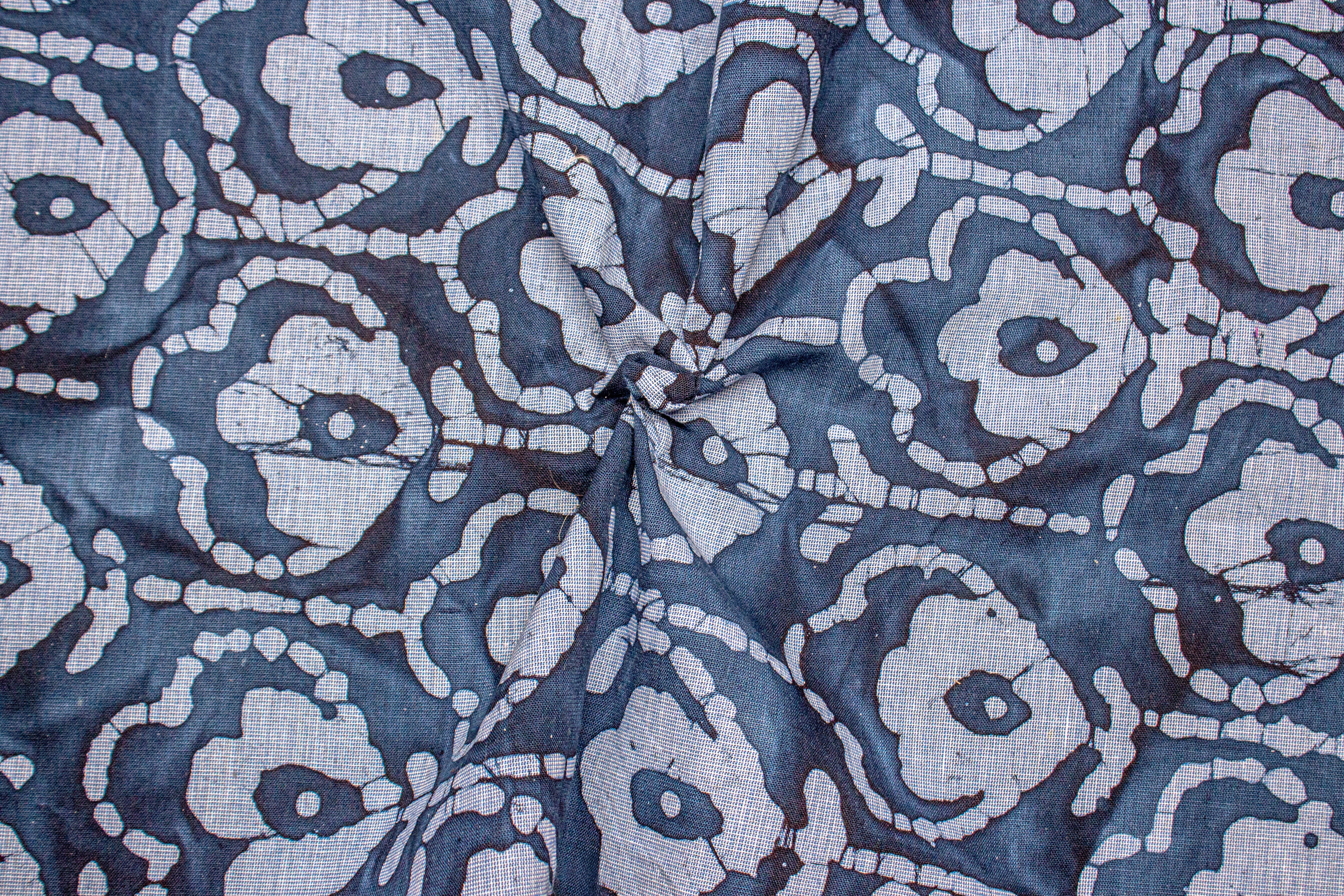 Indigo Blue on Filafil Batik Floral Print Cotton Fabric