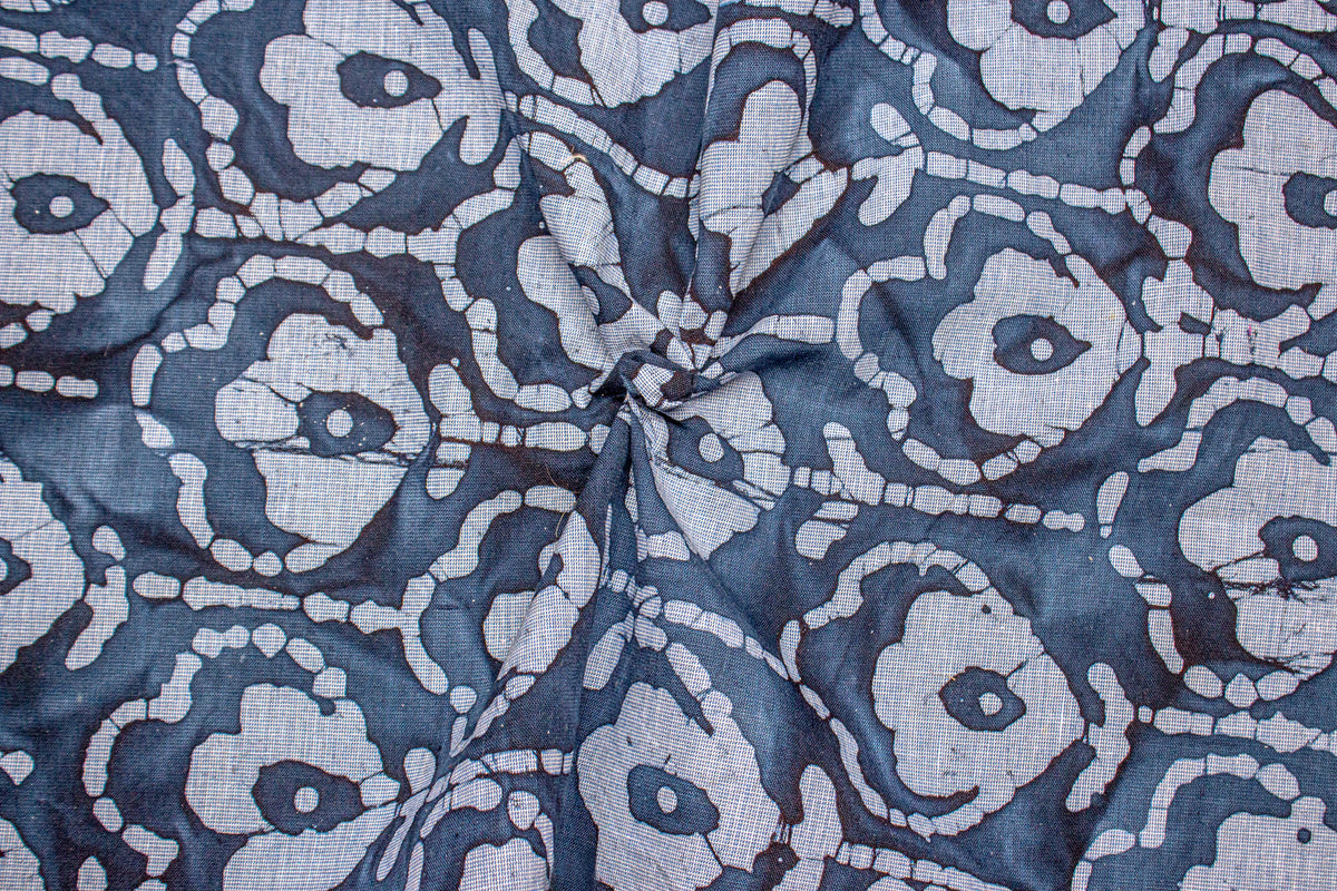 Indigo Blue on Filafil Batik Floral Print Cotton Fabric