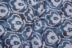 Indigo Blue on Filafil Batik Floral Print Cotton Fabric