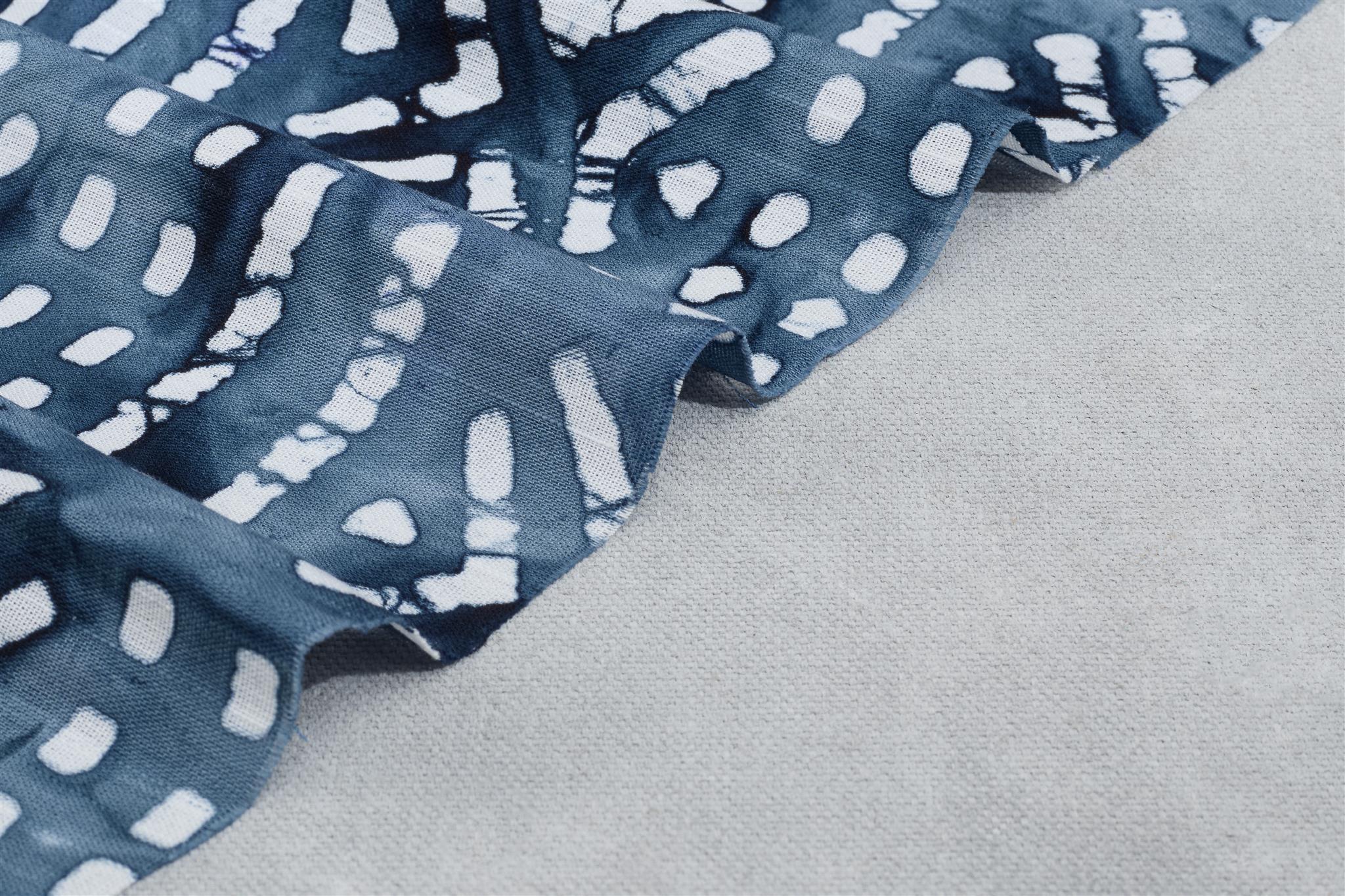 Indigo Blue Cotton Viscose Bathik Aztec Print