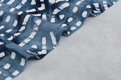 Indigo Blue Cotton Viscose Bathik Aztec Print