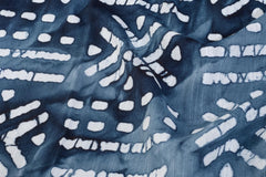 Indigo Blue Cotton Viscose Bathik Aztec Print