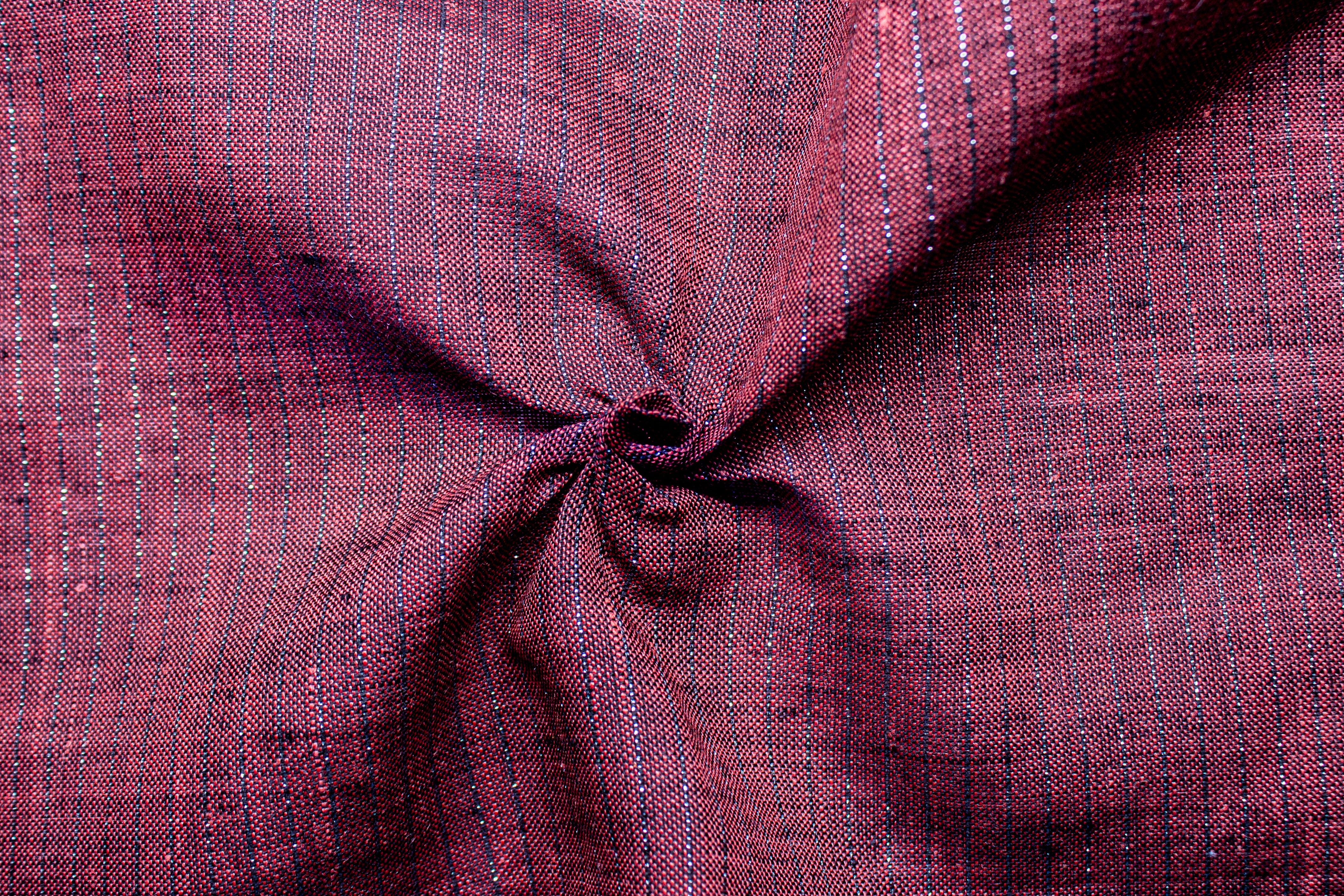 Maroon Lurex Stripe Remi Linen Fabric