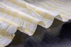 Yellow Seersucker Gingham Check Cotton Fabric
