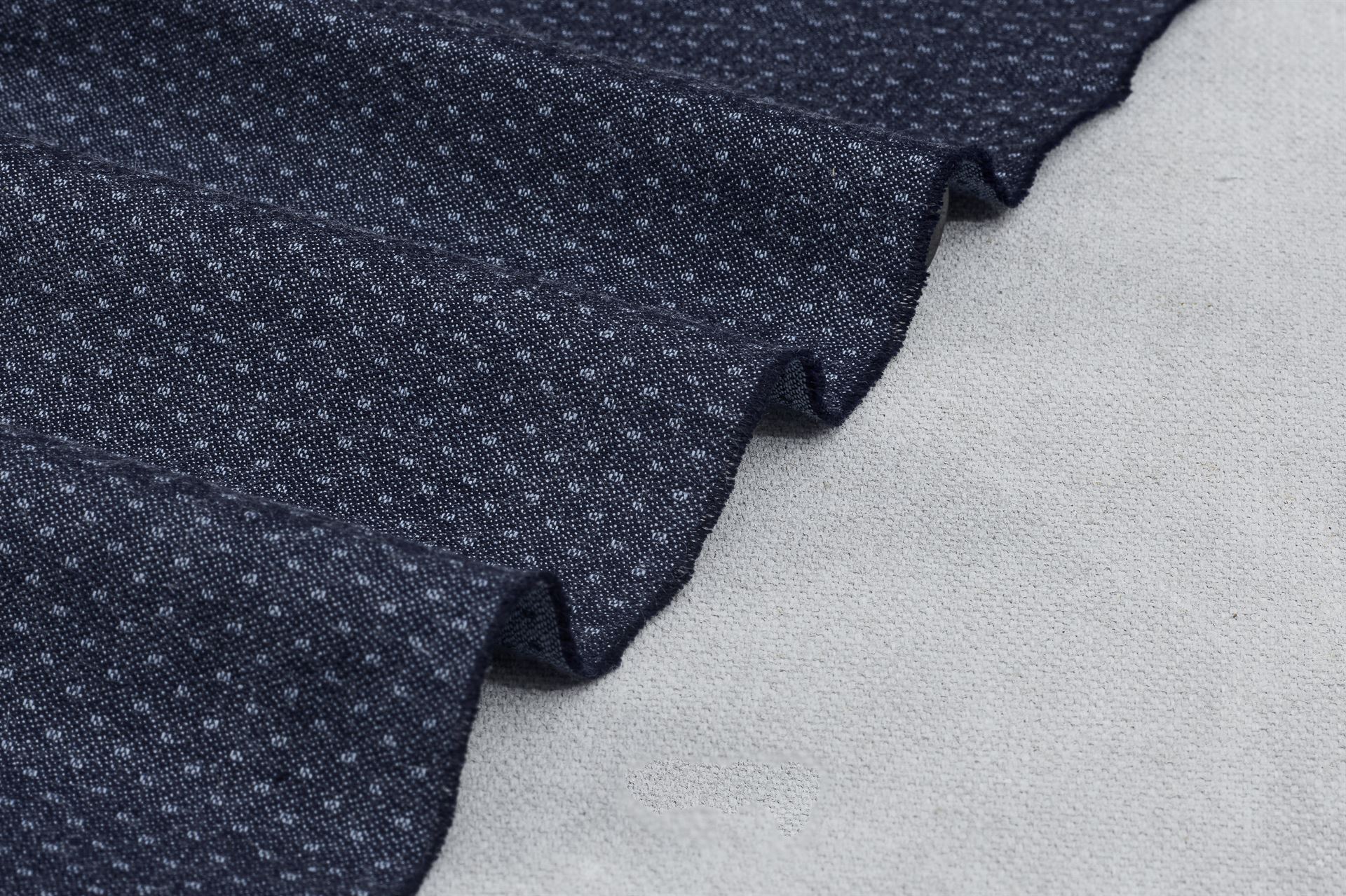 Indigo Blue Chambray Dot Jacquard