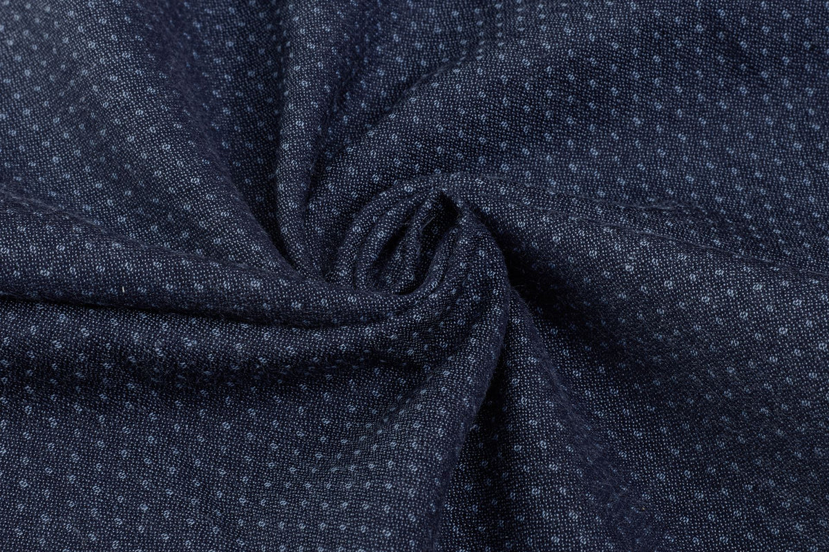 Indigo Blue Chambray Dot Jacquard