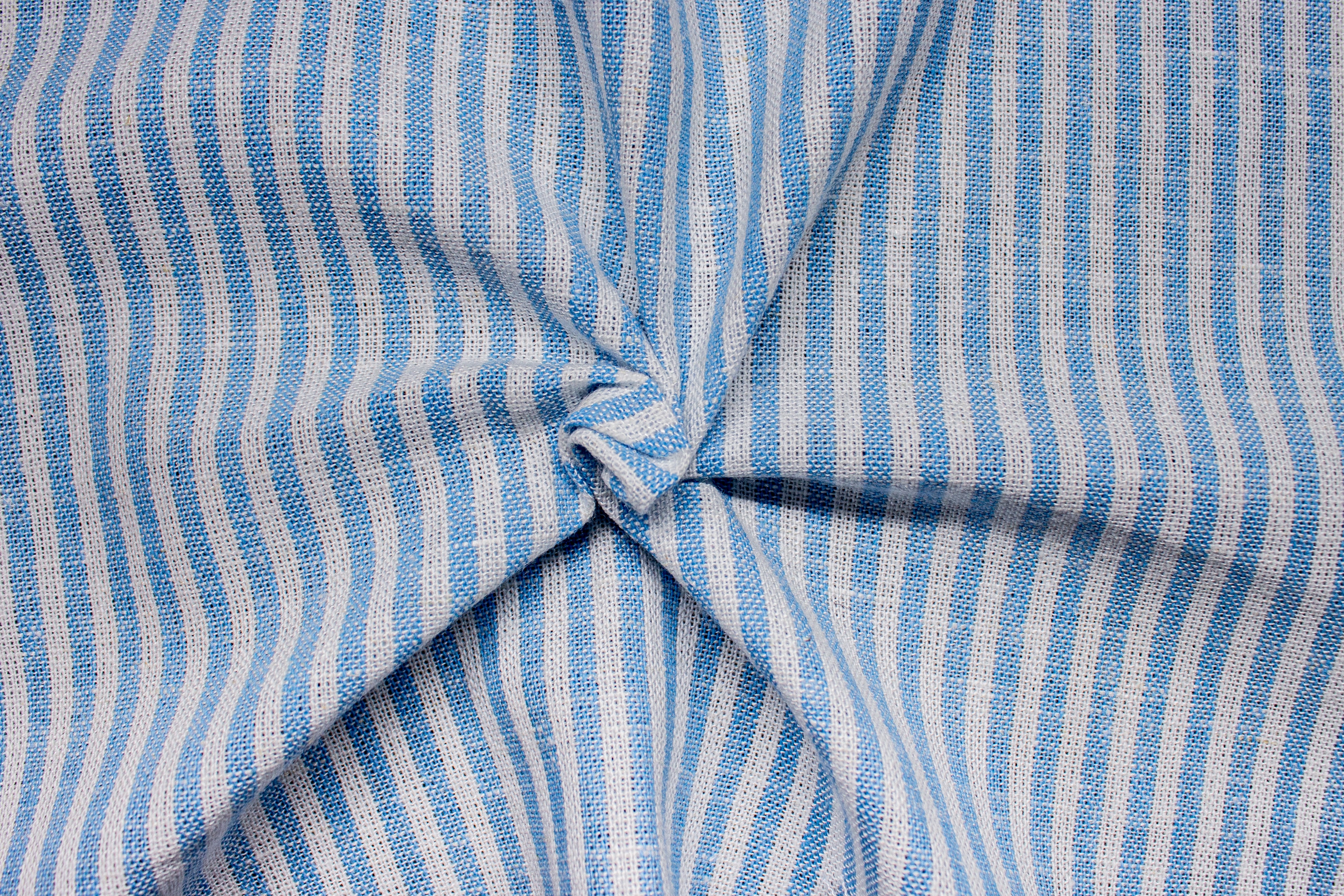 Blue Pin Stripe Cotton Linen Fabric