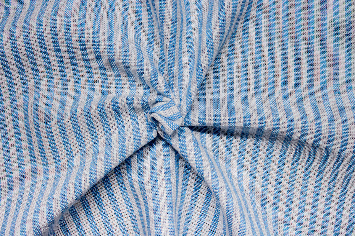 Blue Pin Stripe Cotton Linen Fabric