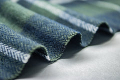 Mint Green Twill Check Herringbone Flannel Fabric