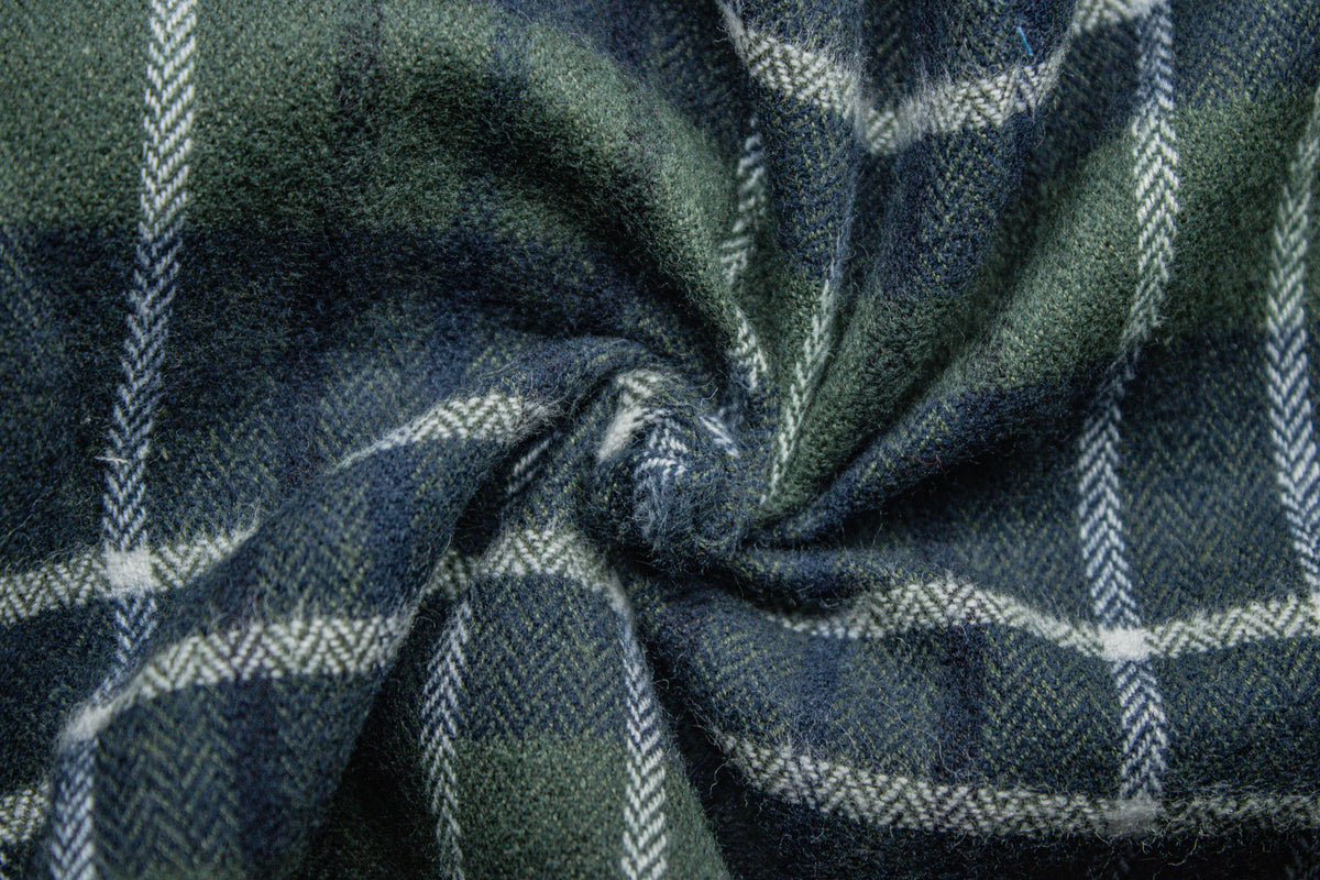 Mint Green Twill Check Herringbone Flannel Fabric