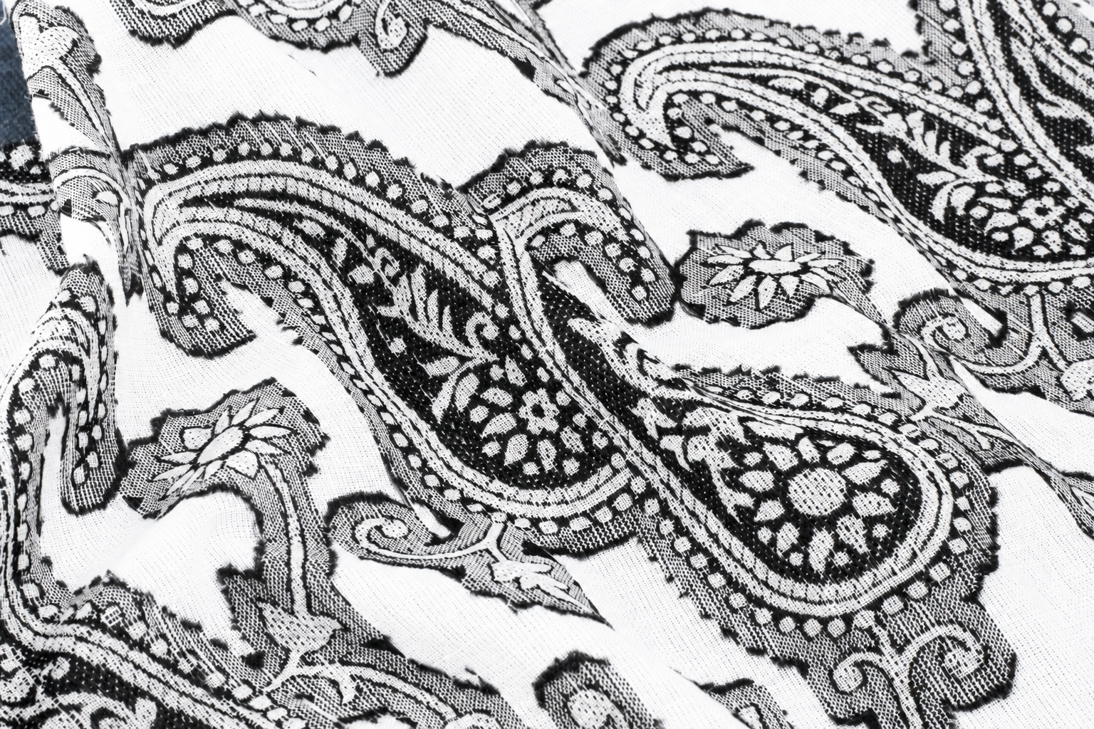 White Paisley Jamdani Jacquard Cotton Fabric