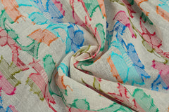 Dyeable Floral Jamdani Multicolour Jacquard Cotton Fabric