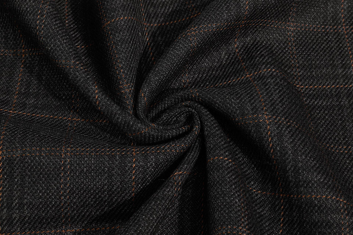 Brown Black Premium Suiting Check