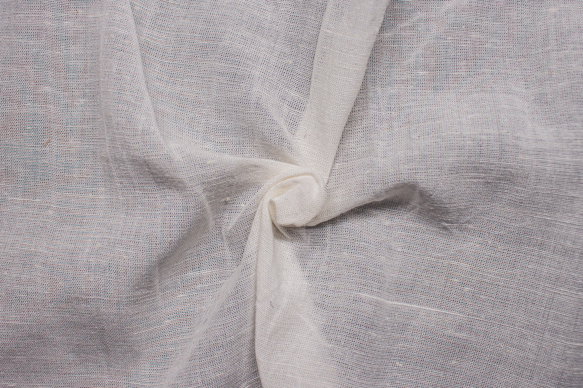 White 80S Flex Linen Plain Cotton Fabric