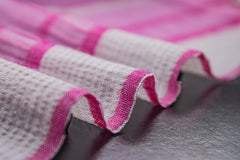 Pink Dobby Lycra Stripe Cotton Muslin Fabric