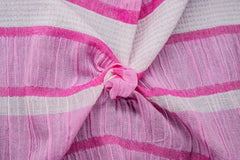 Pink Dobby Lycra Stripe Cotton Muslin Fabric
