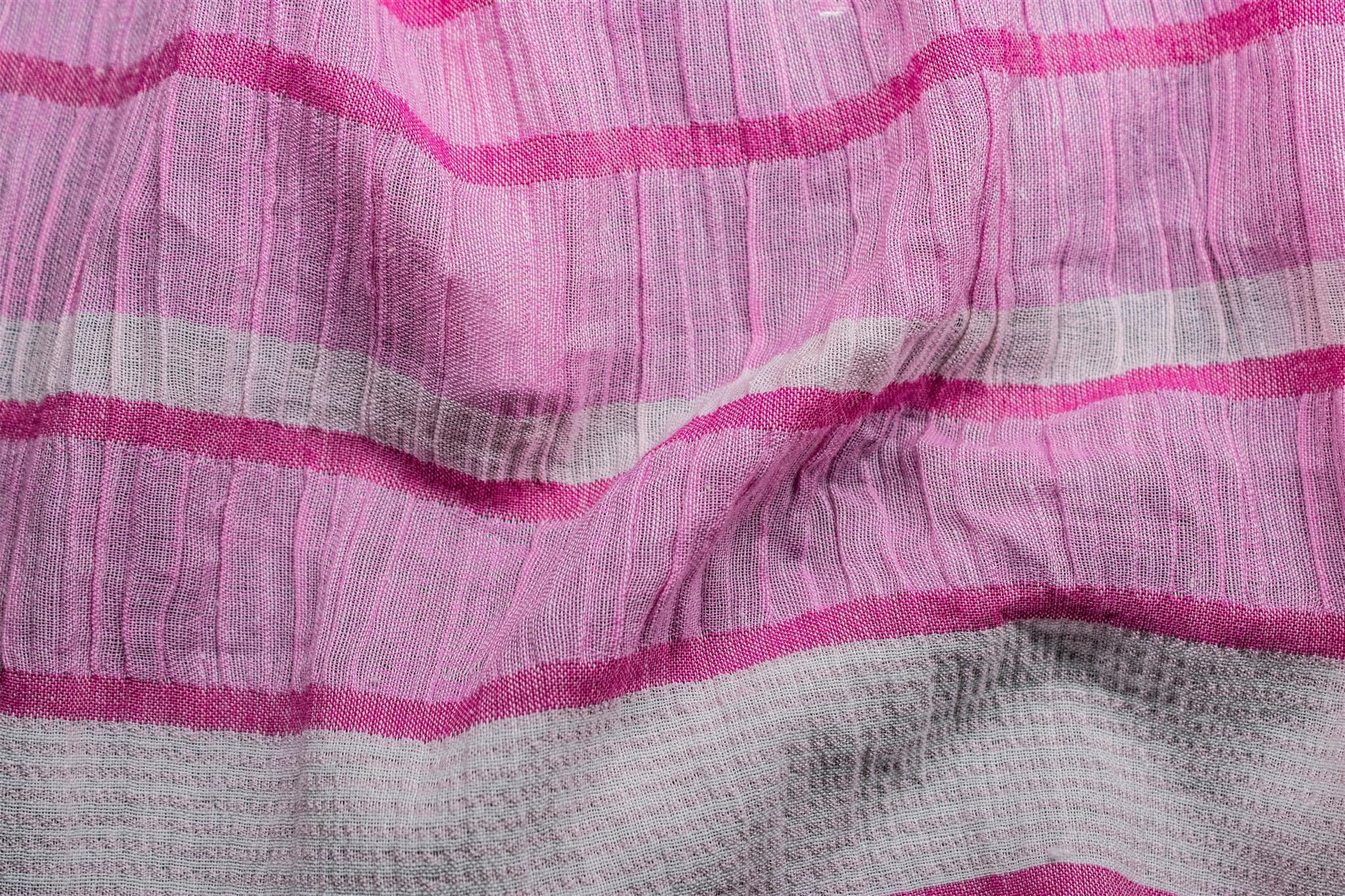 Pink Cotton Muslin Dobby Lycra Stripe