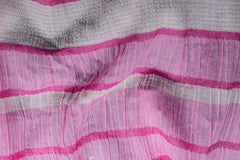 Pink Dobby Lycra Stripe Cotton Muslin Fabric