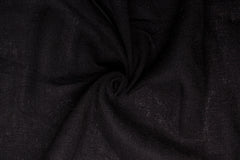 Jet Black Plain Cotton Viscose Linen Fabric