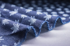Silky Denim Floral Print Cotton Fabric