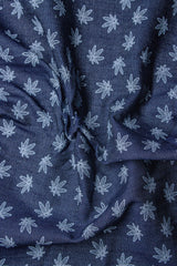 Silky Denim Floral Print Cotton Fabric