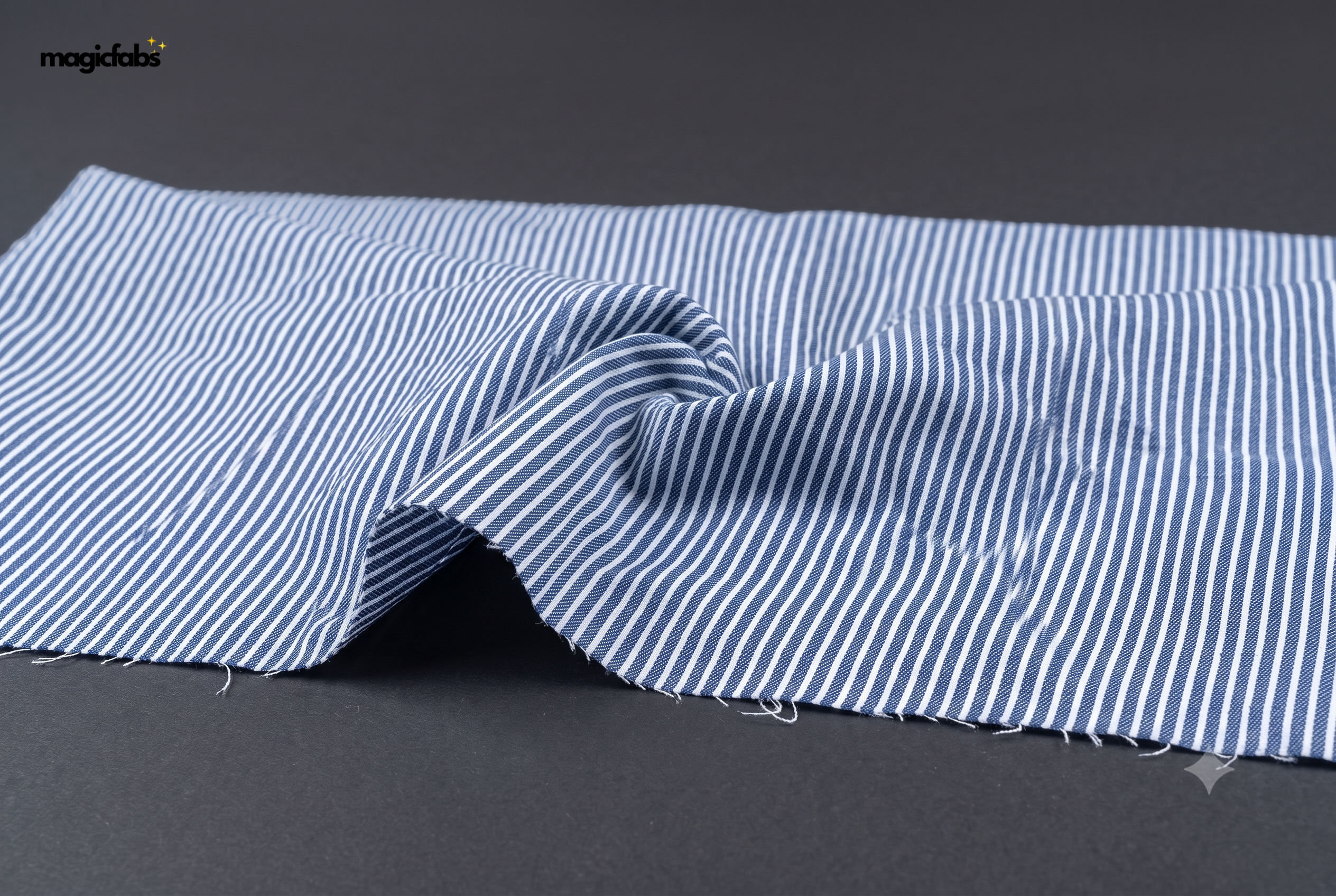Indigo Cotton Silky Denim Pin Stripe Fabric