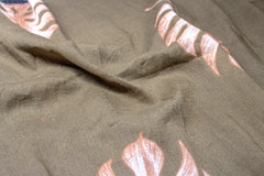 Olive Green Tropical Mul Print Cotton Fabric
