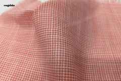 Peach Houndstooth Cotton Linen Fabric