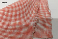 Peach Houndstooth Cotton Linen Fabric