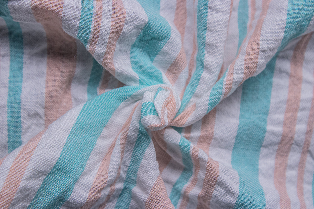 Cotton Multicolour Stripe Seersucker Cotton Mul Fabric