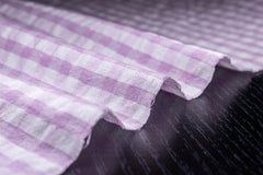 Cotton Purple Pink Seersucker Gingham