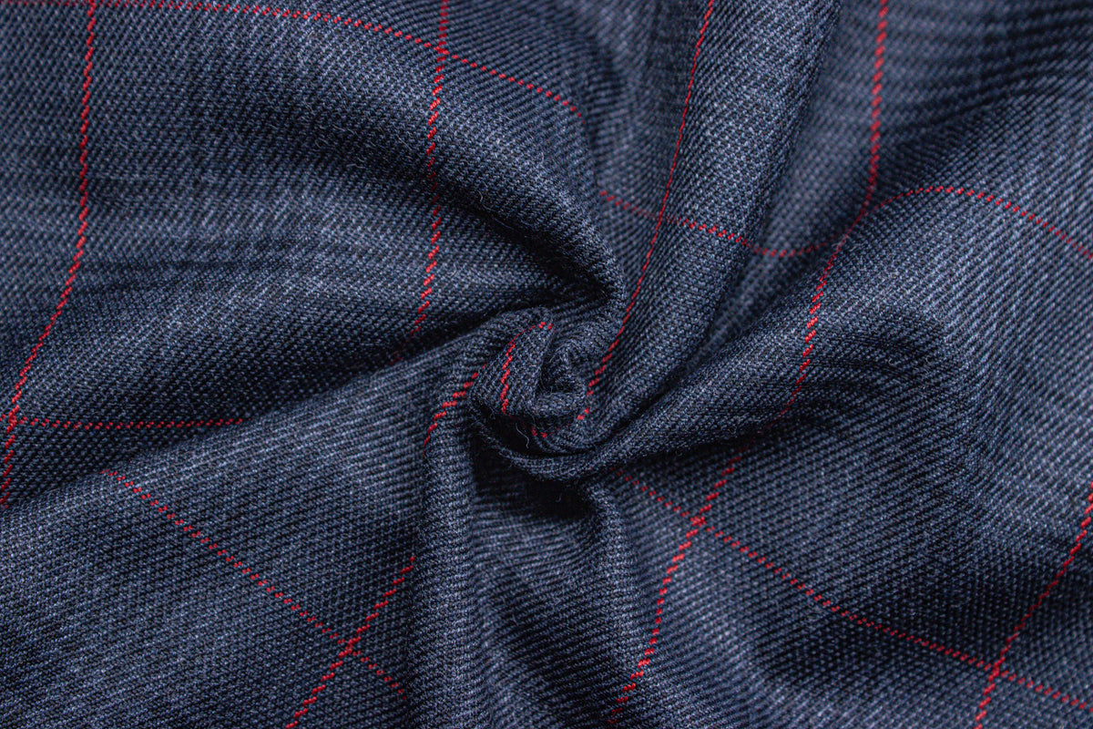 Slaty Grey Tartan Check Suiting Fabric