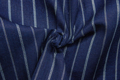Indigo Denim Dobby Stripe1 Cotton Fabric