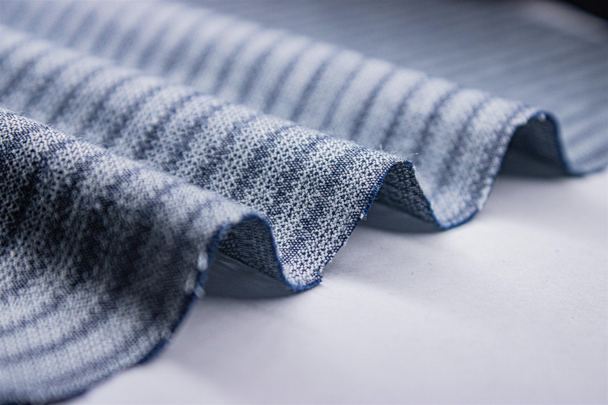 Cotton Indigo Denim Dobby Stripe