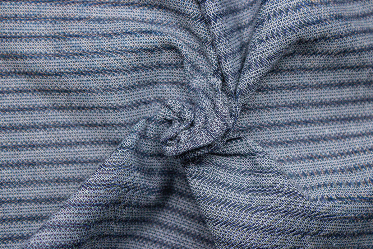 Indigo Denim Dobby Stripe2 Cotton Fabric