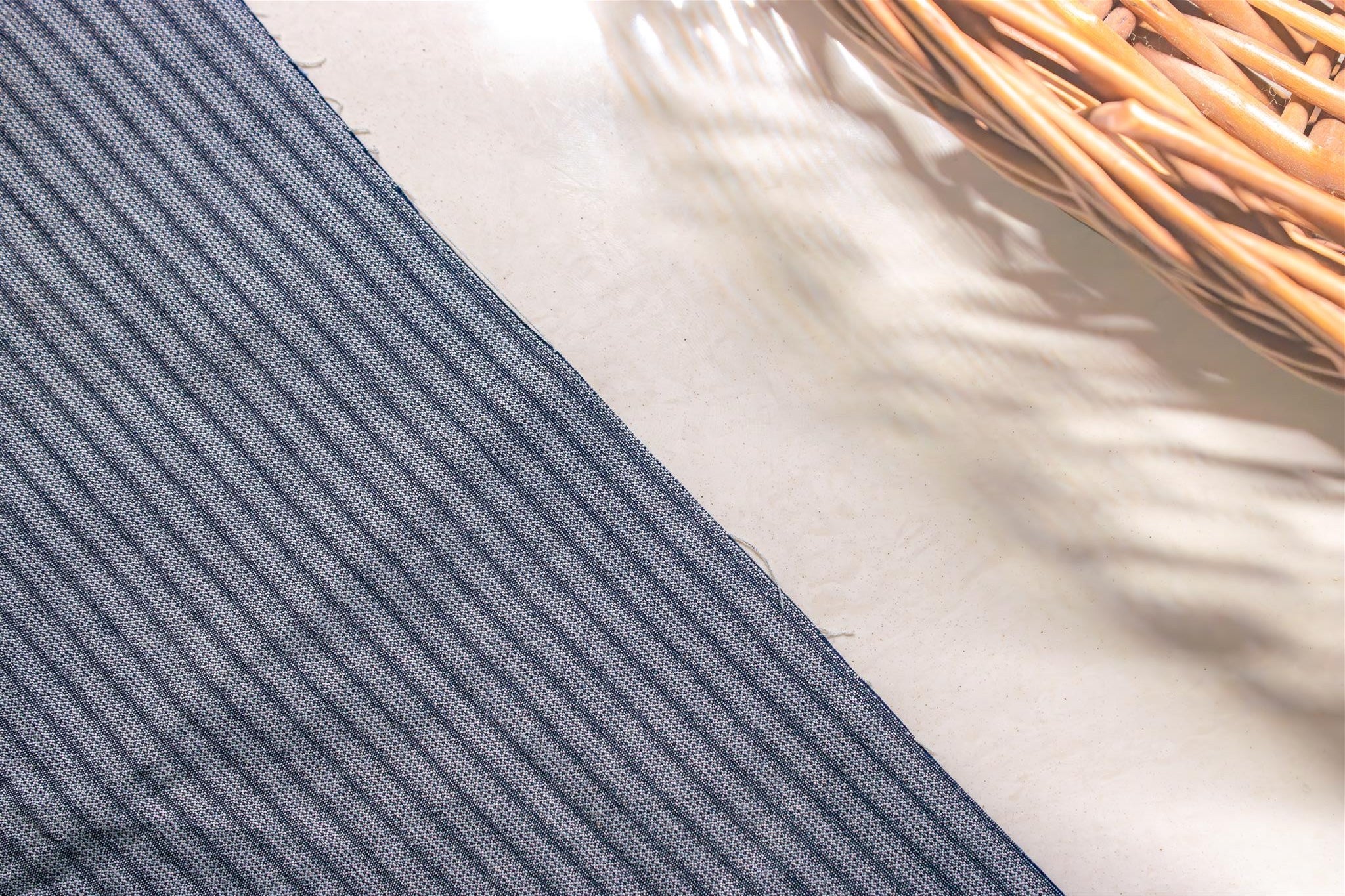 Cotton Indigo Denim Dobby Stripe
