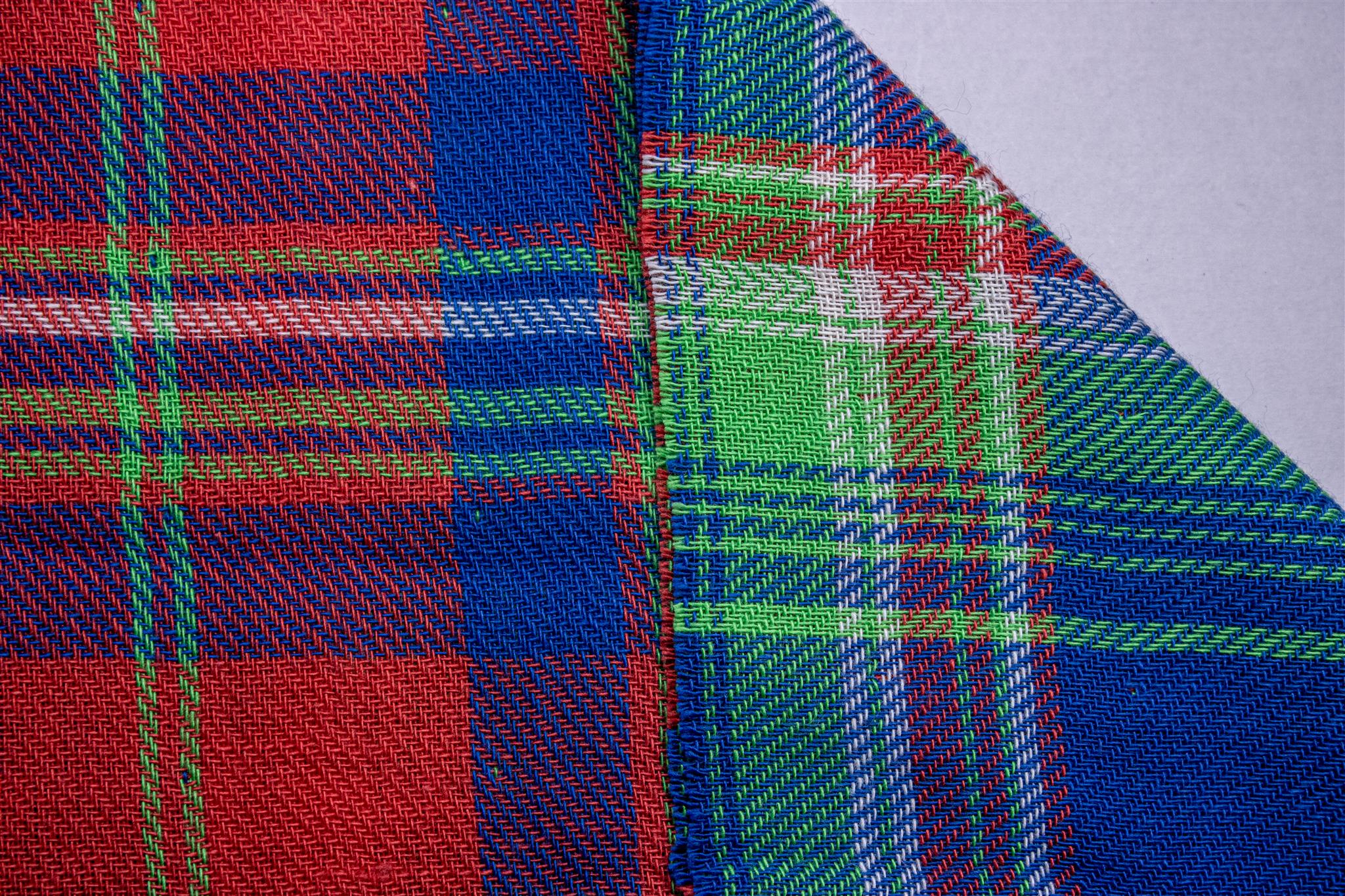 Cotton Blue & Green Double Cloth Reversible Twill Checks
