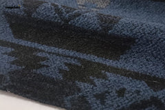 Navy Blue & Black Aztec Tribal Jacquard Twill Cottswool Fabric