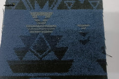 Navy Blue & Black Aztec Tribal Jacquard Twill Cottswool Fabric