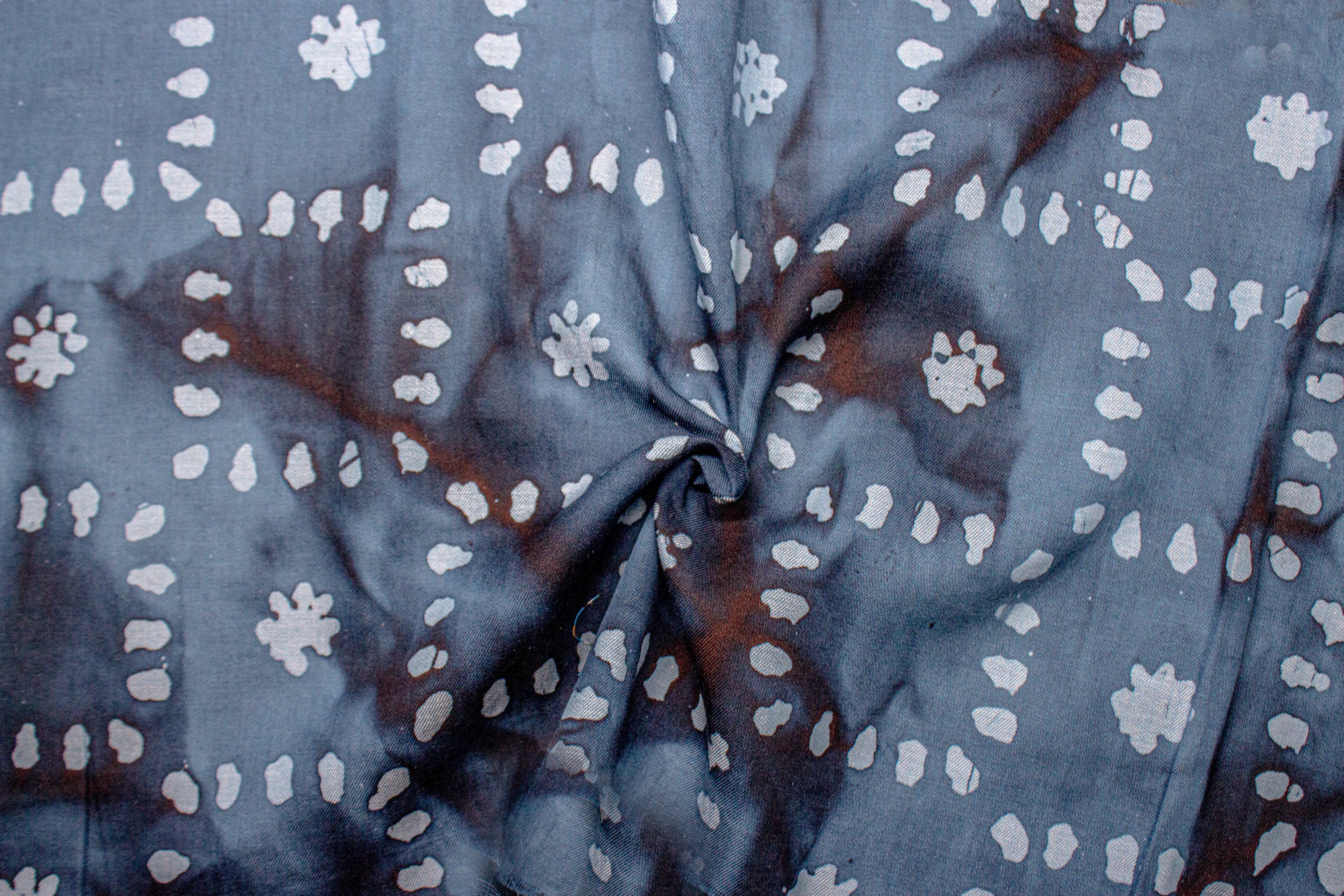 Indigo Cloud on Soft Tie Dye Print Cotton Chambray Fabric