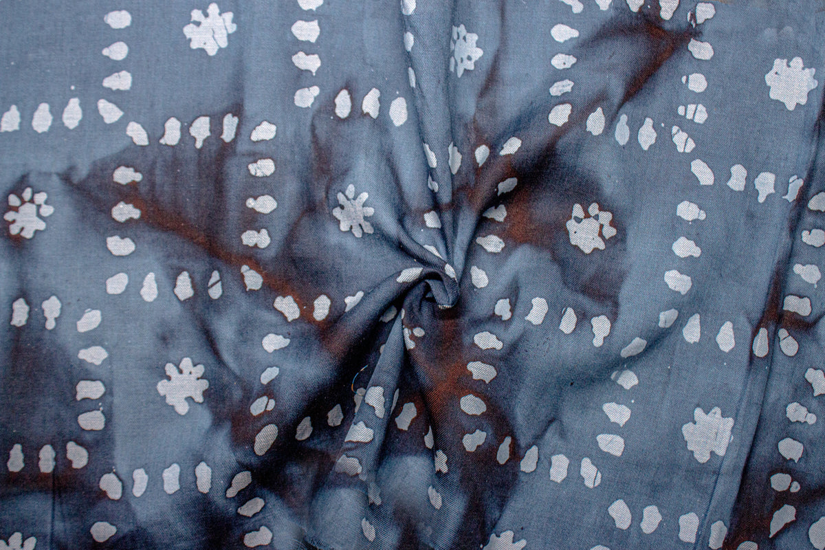 Indigo Cloud on Soft Tie Dye Print Cotton Chambray Fabric